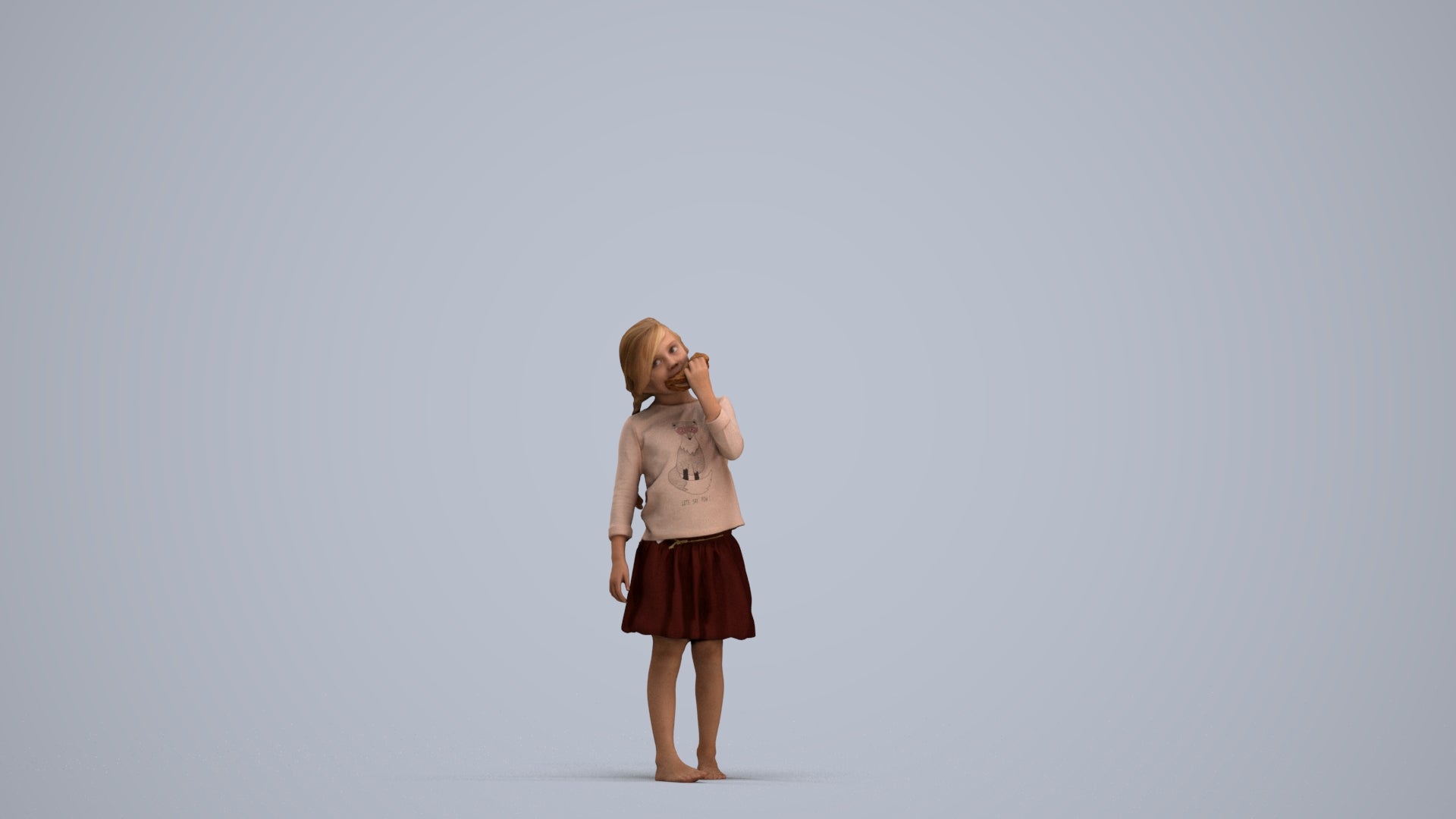 photogrammetry 3D girl kids, realistic human model archviz FBX, standing pose render
