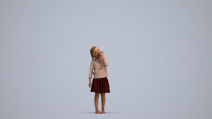 photogrammetry 3D girl kids, realistic human model archviz FBX, standing pose render