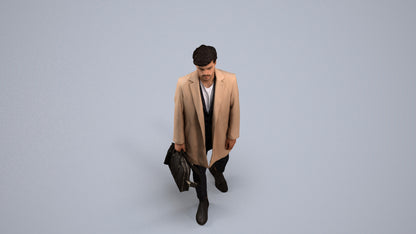 realistic 3D human man business walking, archviz people FBX OBJ for Blender, back view render