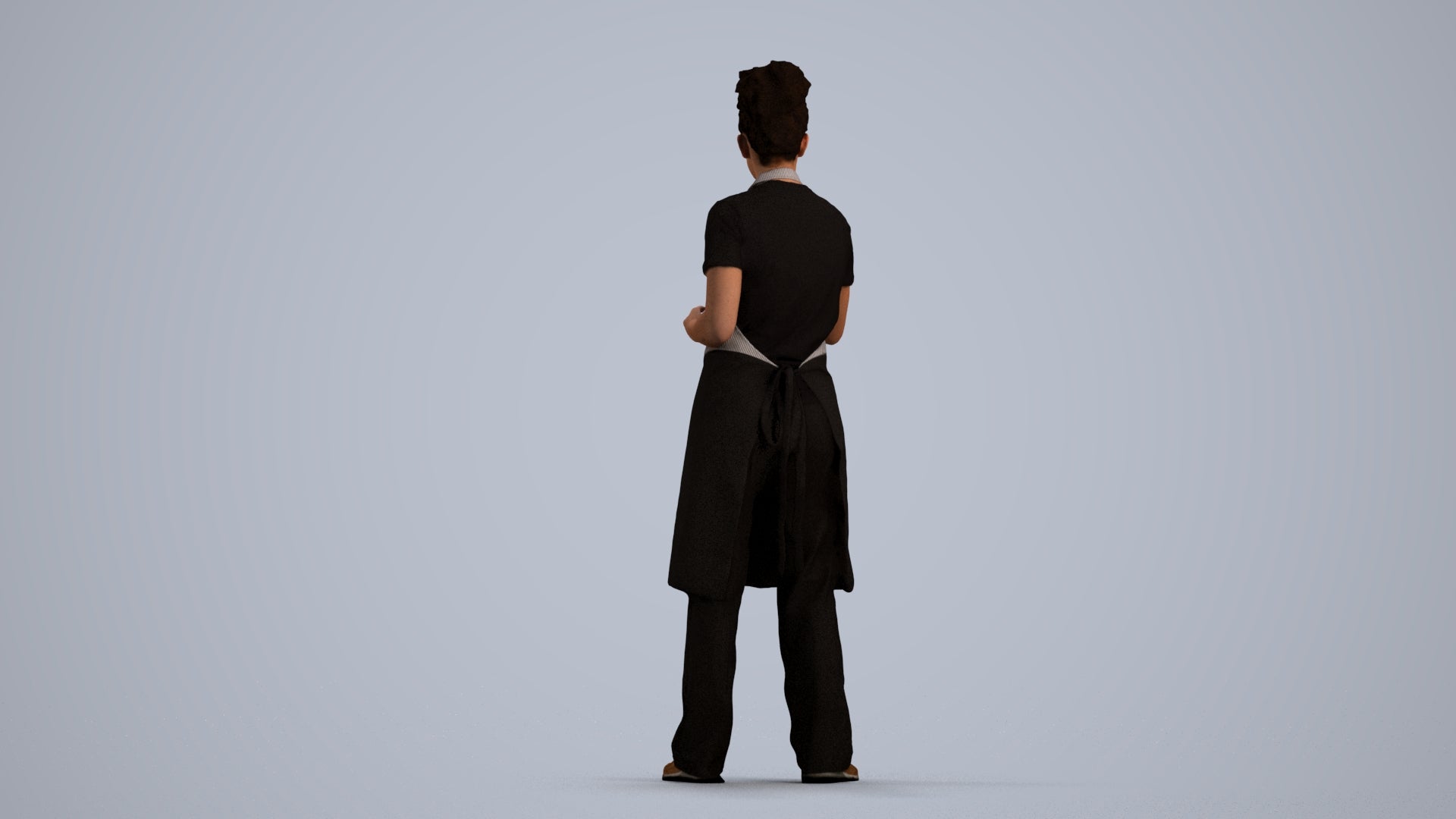 photogrammetry 3D woman hospitality, realistic human model archviz FBX, front view render