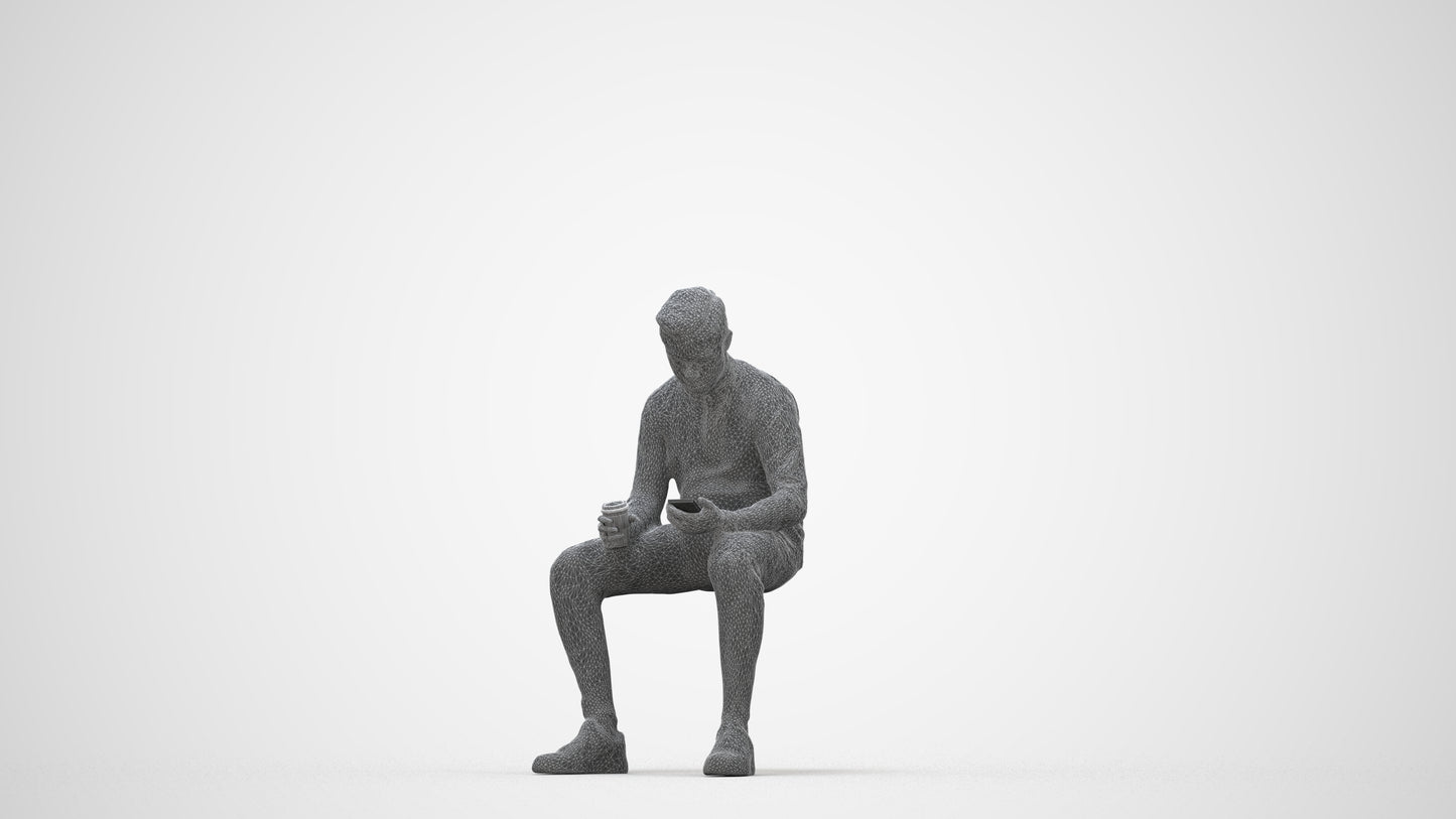 3D scanned boy kids casual, photorealistic archviz people for Enscape and SketchUp, wireframe back view