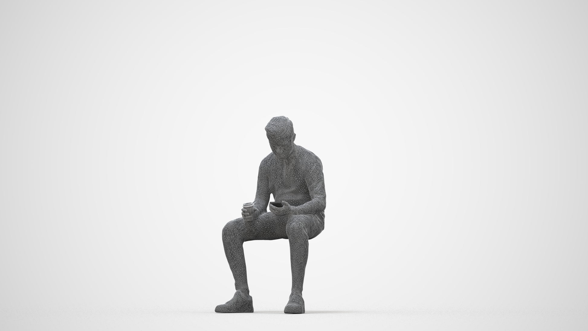 3D scanned boy kids casual, photorealistic archviz people for Enscape and SketchUp, wireframe back view