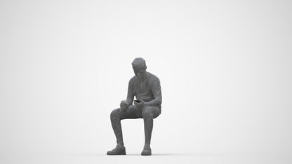 3D scanned boy kids casual, photorealistic archviz people for Enscape and SketchUp, wireframe back view