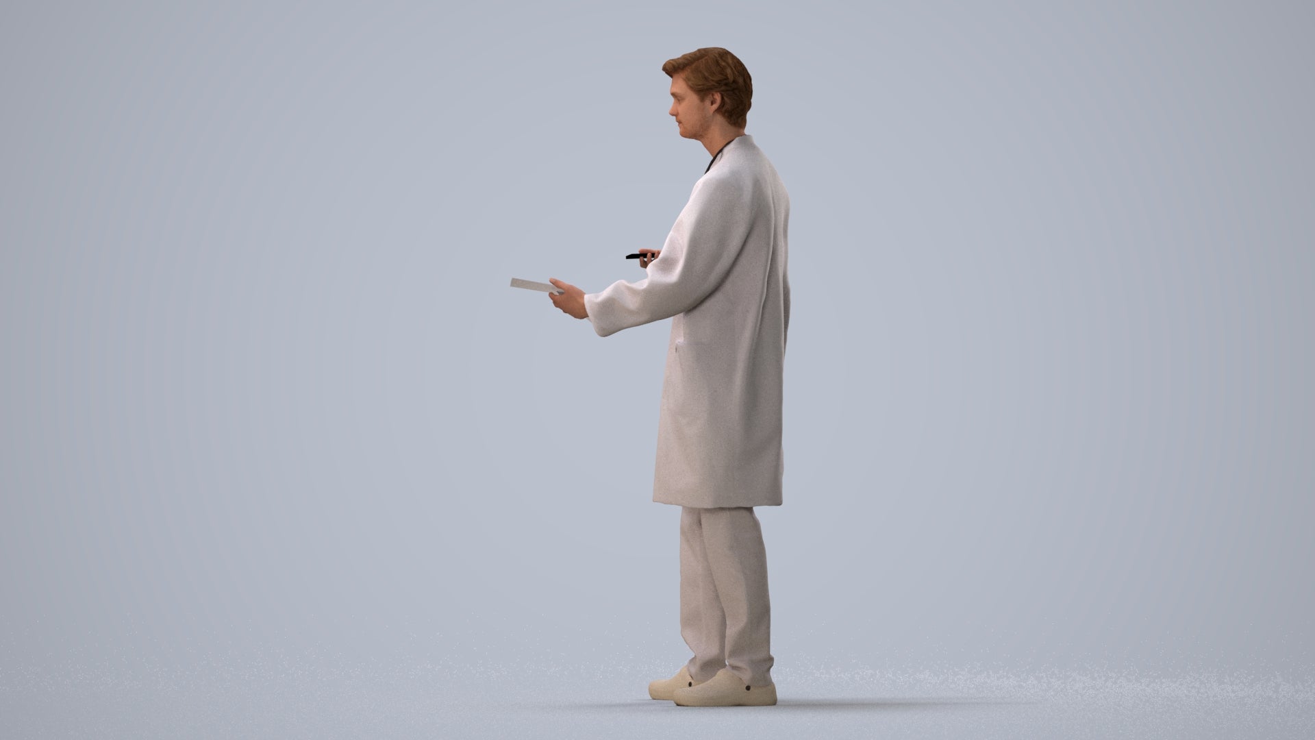 3D human model man medical, photogrammetry scanned person for archviz, three-quarter view render