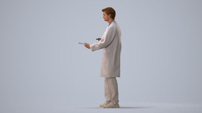 3D human model man medical, photogrammetry scanned person for archviz, three-quarter view render