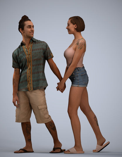 3D people model woman couple, scanned human for 3ds Max rendering