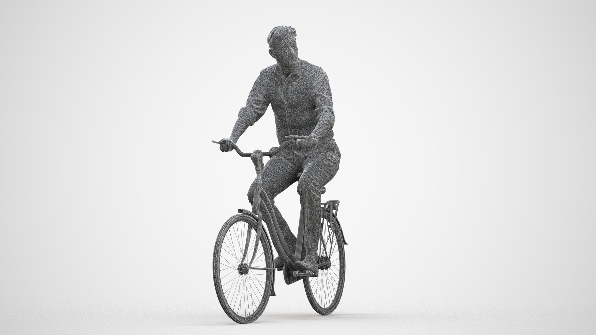 realistic 3D man business cycling, scanned archviz people for Blender and 3ds Max, three-quarter front view render