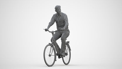 realistic 3D man business cycling, scanned archviz people for Blender and 3ds Max, three-quarter front view render