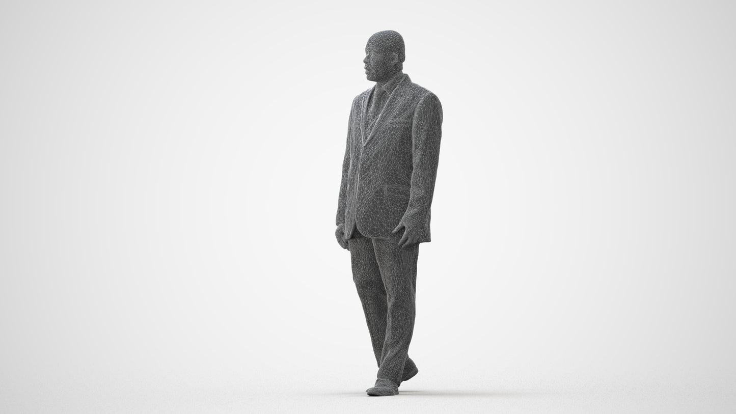 3D scanned man walking business, photorealistic archviz people for Enscape and SketchUp, square thumbnail