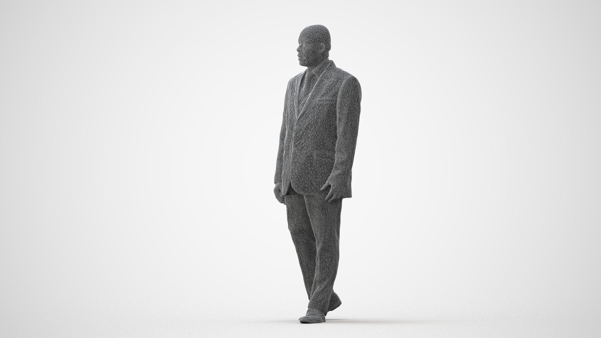 3D scanned man walking business, photorealistic archviz people for Enscape and SketchUp, square thumbnail