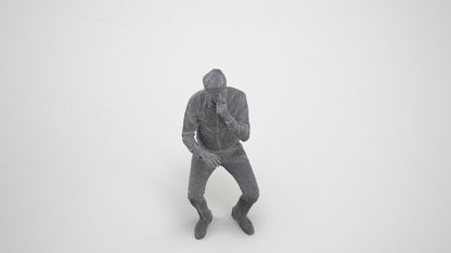 photogrammetry 3D man business, realistic human model archviz FBX, wireframe three-quarter view