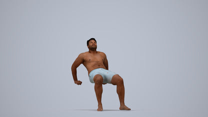 realistic 3D human man pool, archviz people FBX OBJ for Blender, top-down view render