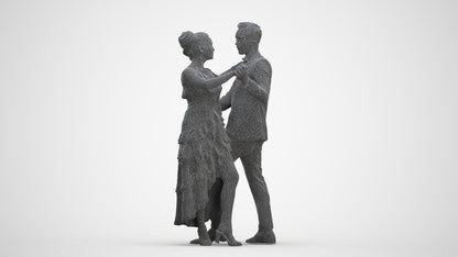 3D human model woman formal dancing, photogrammetry scanned person for archviz, three-quarter front view render