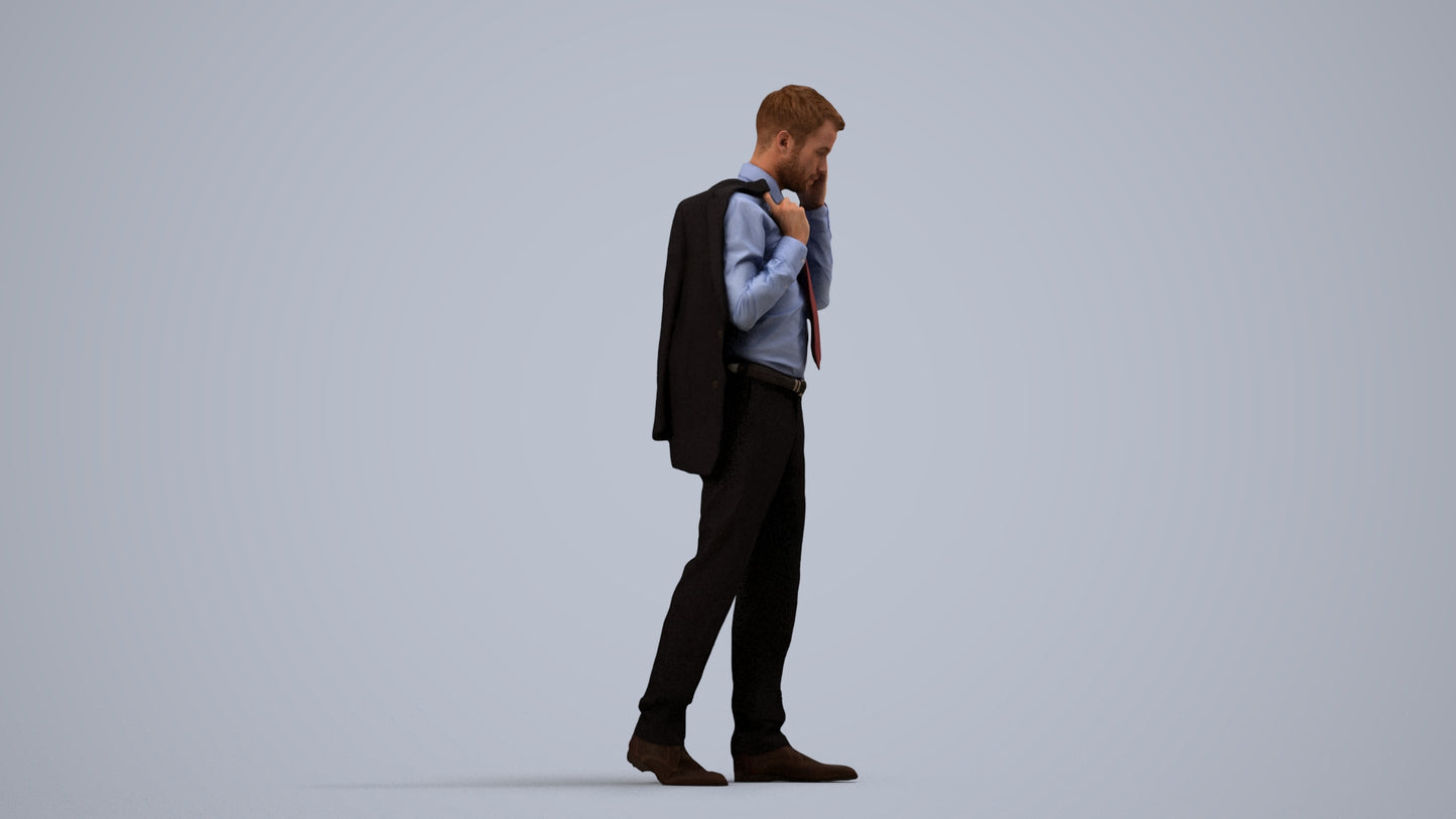 realistic 3D man business, scanned archviz people for Blender and 3ds Max, side view render