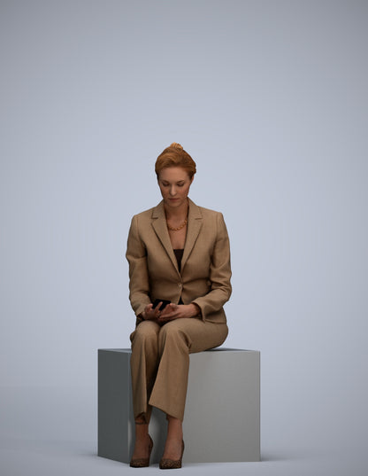 photogrammetry 3D woman business sitting, realistic human model archviz FBX