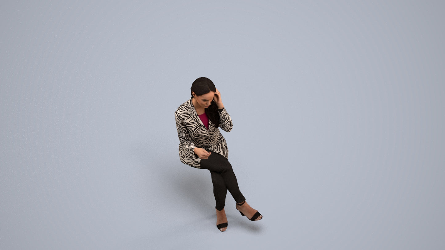 3D scanned woman business, photorealistic archviz people for Enscape and SketchUp, back view render