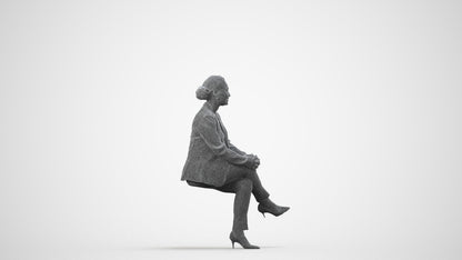 realistic 3D people woman business, render-ready for V-Ray and Corona, FBX OBJ, wireframe side view