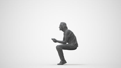 3D scanned man sitting casual, photorealistic archviz people for Enscape and SketchUp, square thumbnail