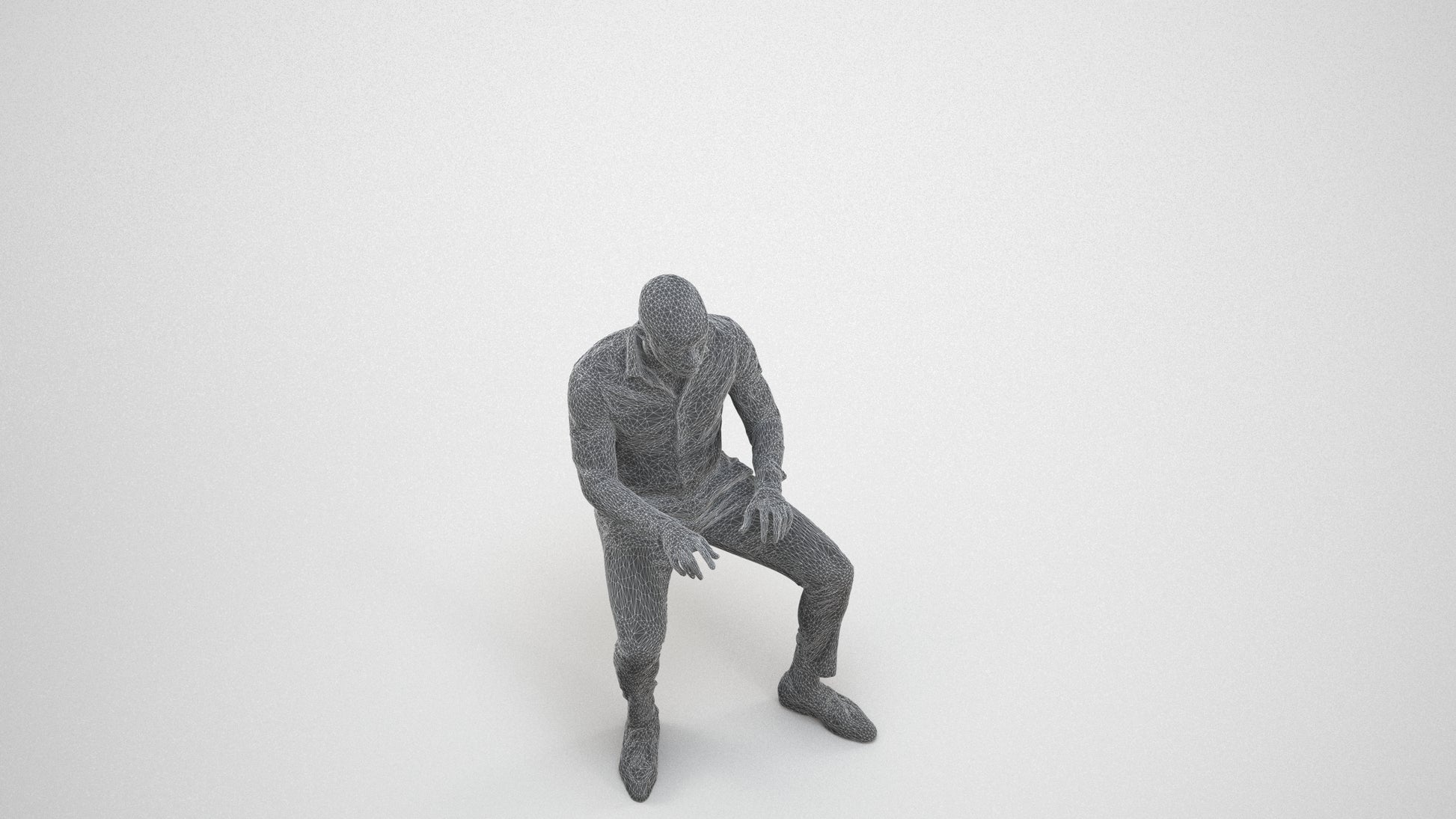 realistic 3D people man casual pool, render-ready for V-Ray and Corona, FBX OBJ, wireframe three-quarter view