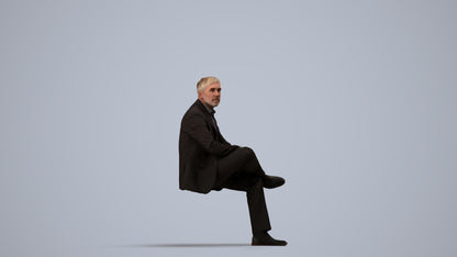 photogrammetry 3D man business, realistic human model archviz FBX, side view render
