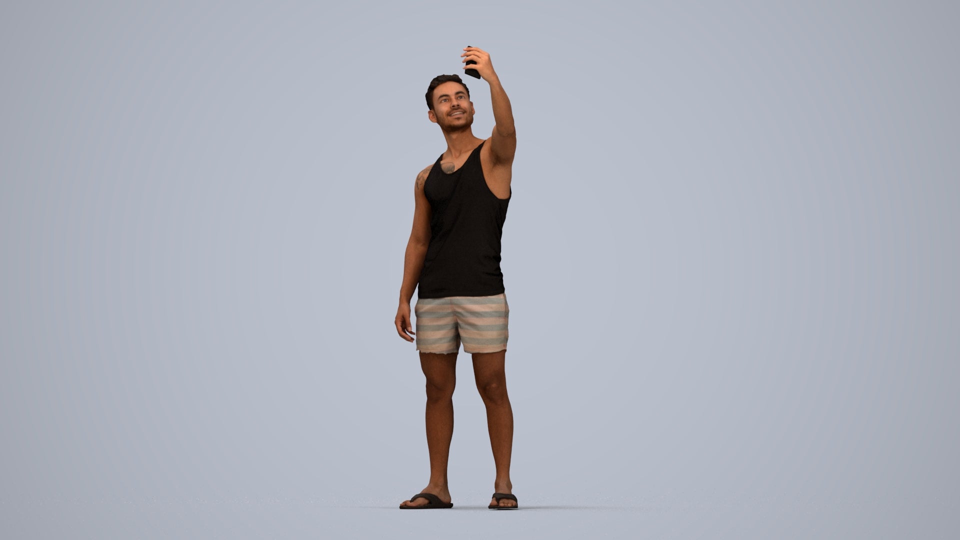 photogrammetry 3D man casual standing, realistic human model archviz FBX, top-down view render