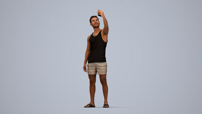 photogrammetry 3D man casual standing, realistic human model archviz FBX, top-down view render