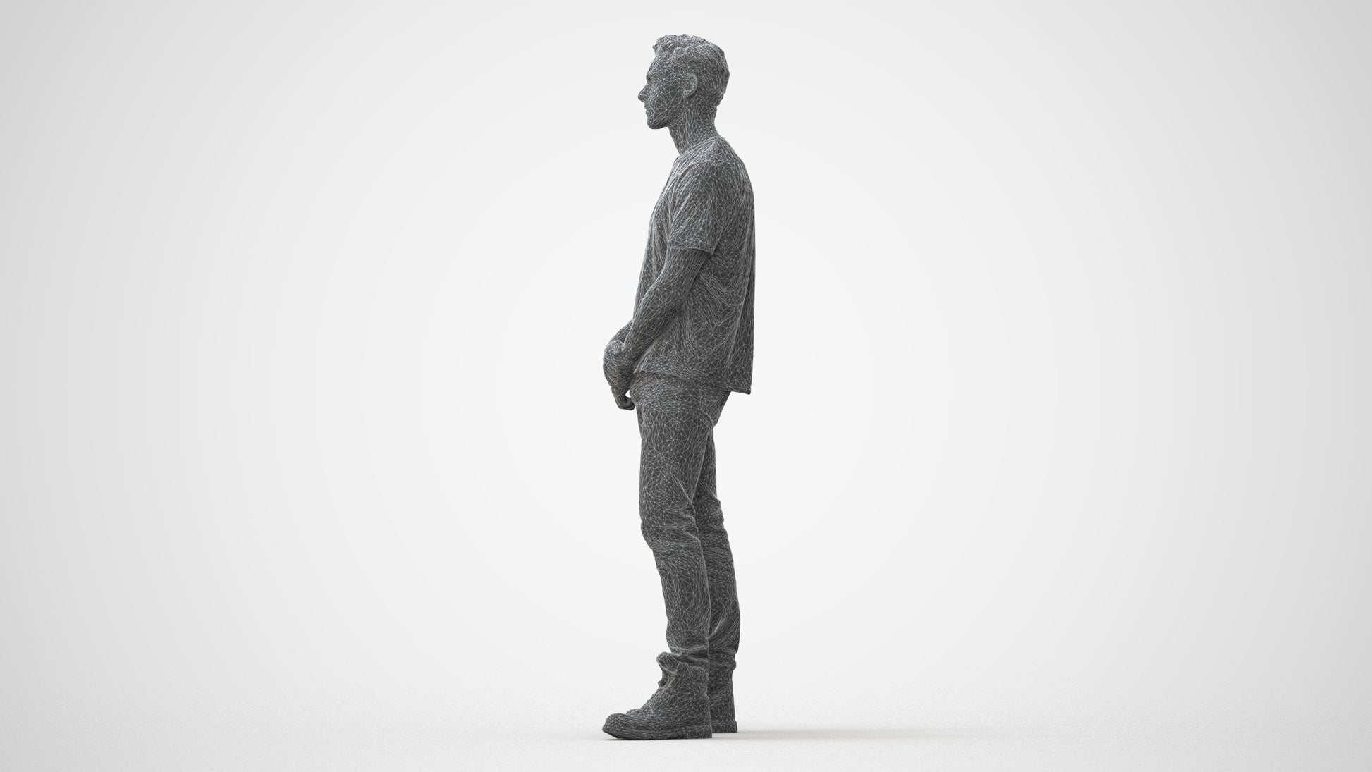 3D human model man casual standing, photogrammetry scanned person for archviz, square thumbnail