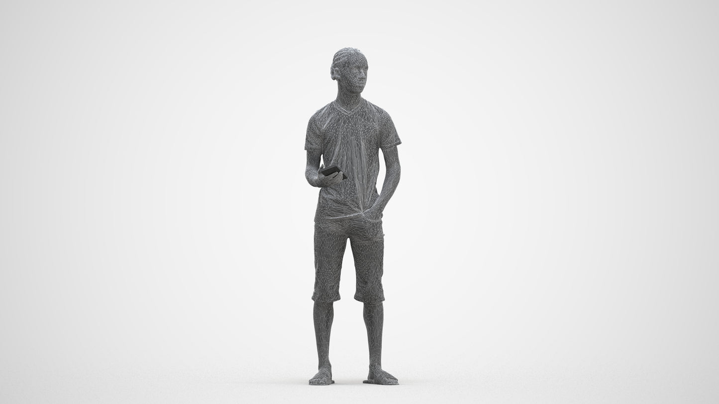 photogrammetry 3D boy casual kids, realistic human model archviz FBX, three-quarter front view render