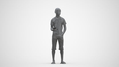 photogrammetry 3D boy casual kids, realistic human model archviz FBX, three-quarter front view render