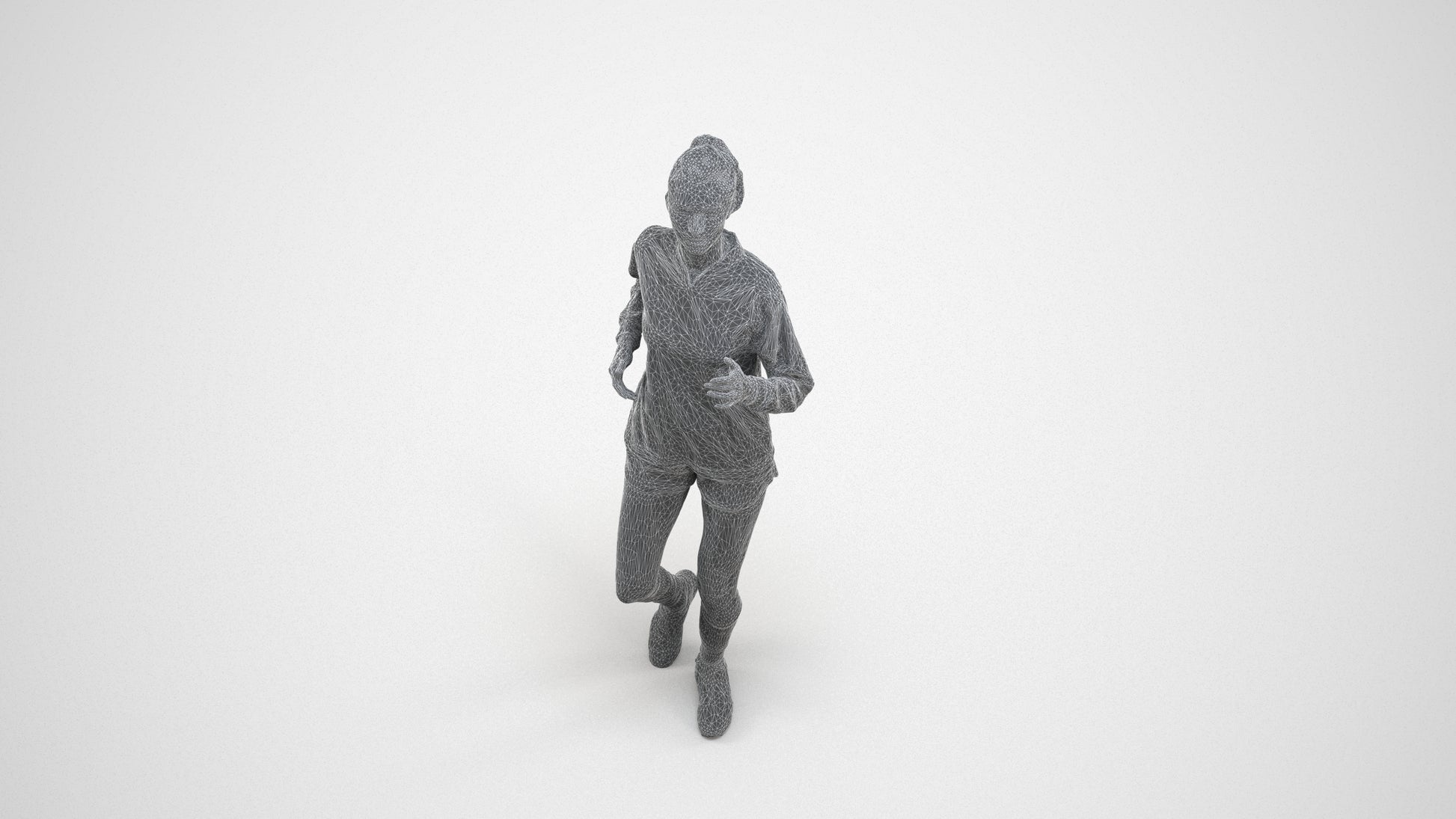realistic 3D people woman sport, render-ready for V-Ray and Corona, FBX OBJ, wireframe three-quarter view