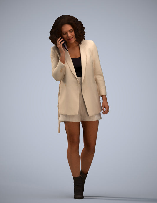 3D scanned woman walking business, photorealistic archviz people for Enscape and SketchUp