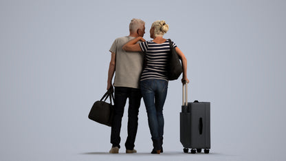 3D scanned senior woman couple casual, photorealistic archviz people for Enscape and SketchUp, front view render