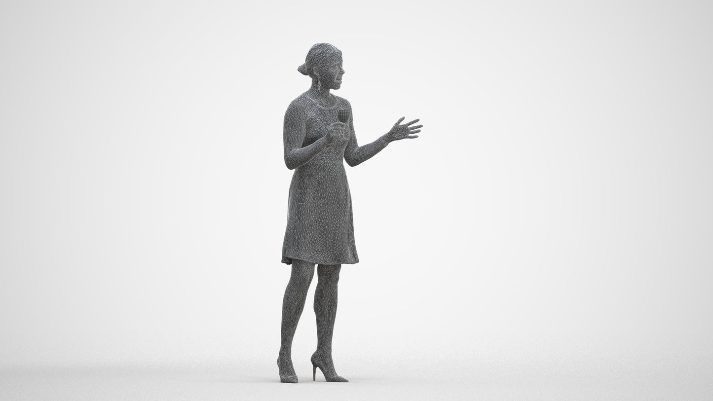 3D scanned woman business formal, photorealistic archviz people for Enscape and SketchUp, three-quarter front view render