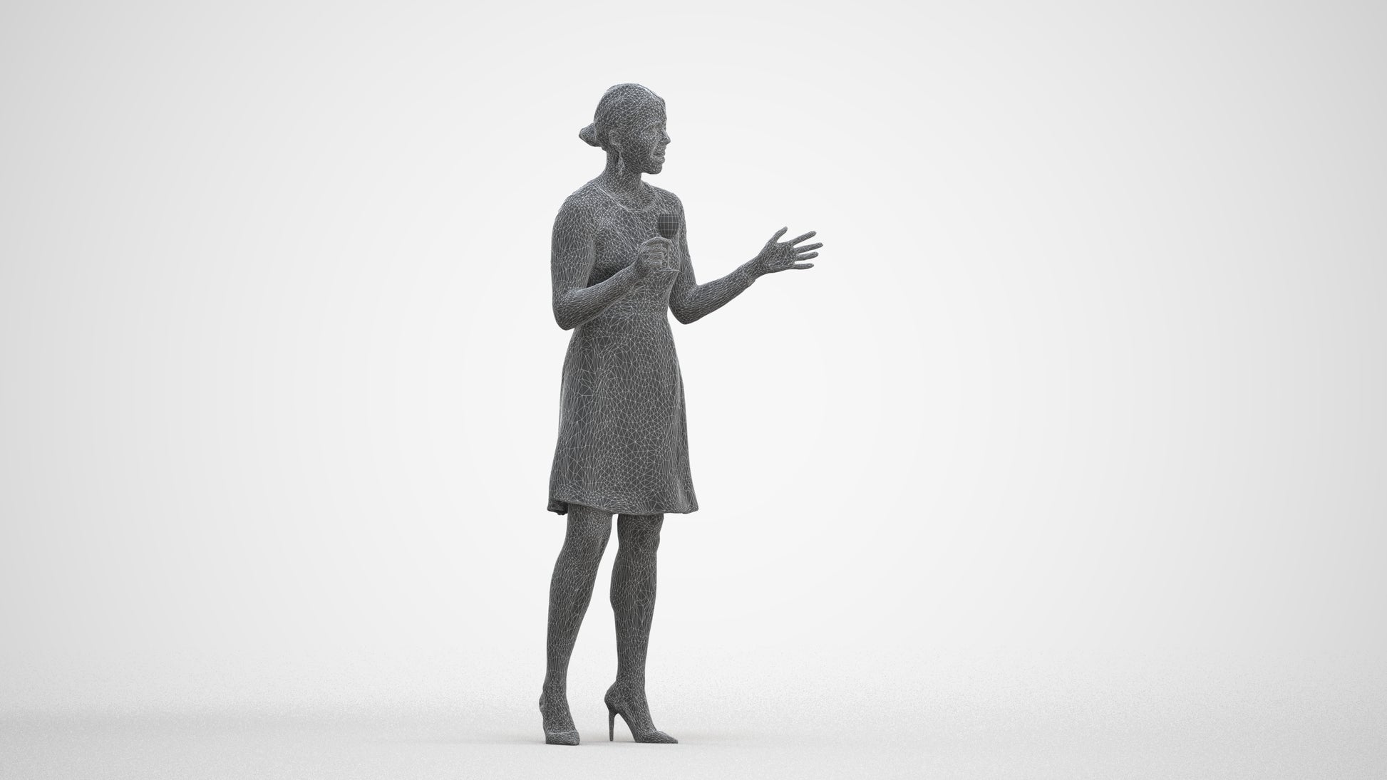 3D scanned woman business formal, photorealistic archviz people for Enscape and SketchUp, three-quarter front view render