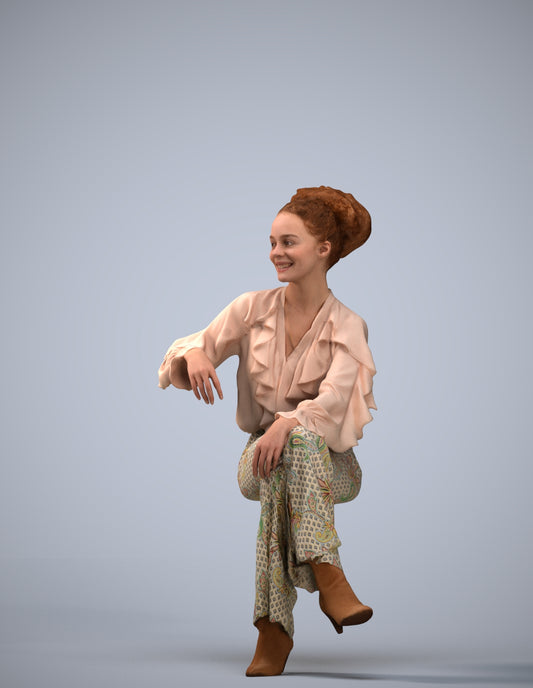 realistic 3D people woman casual sitting, render-ready for V-Ray and Corona, FBX OBJ