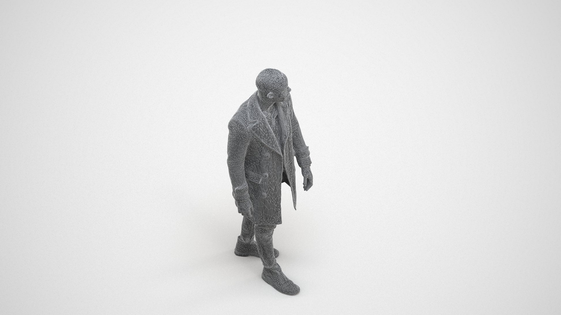 3D people model man casual walking, scanned human for 3ds Max rendering, wireframe three-quarter view