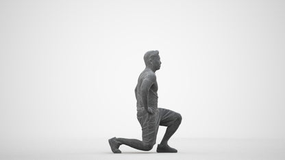 3D human model man sport, photogrammetry scanned person for archviz, wireframe side view