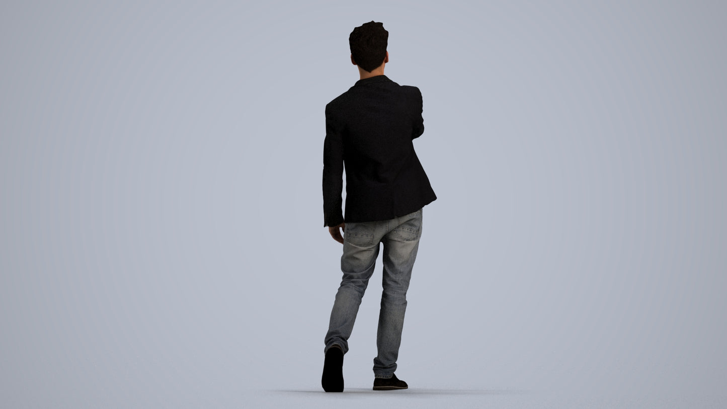 realistic 3D man casual business, scanned archviz people for Blender and 3ds Max, front view render