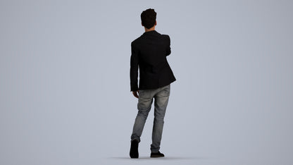realistic 3D man casual business, scanned archviz people for Blender and 3ds Max, front view render