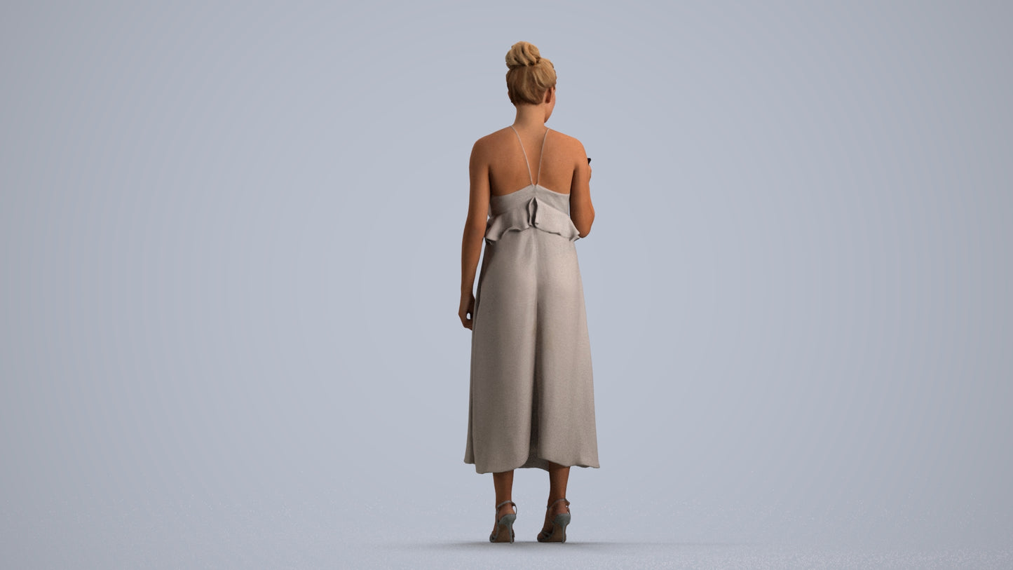 3D people model woman formal formalaffairs, scanned human for 3ds Max rendering, front view render