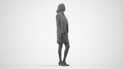 realistic 3D human woman business, archviz people FBX OBJ for Blender, wireframe side view