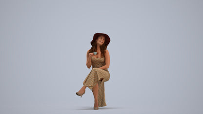 realistic 3D people woman casual sitting, render-ready for V-Ray and Corona, FBX OBJ, standing pose render