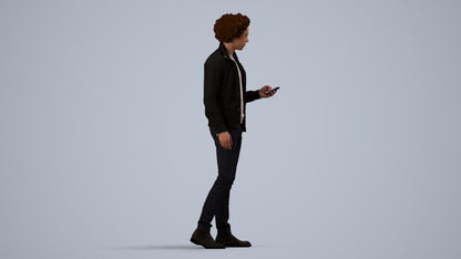 photogrammetry 3D man casual standing, realistic human model archviz FBX, side view render