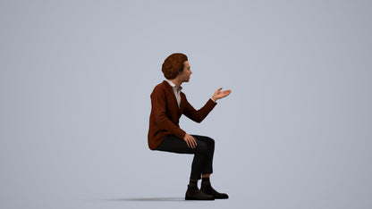 realistic 3D people man business sitting, render-ready for V-Ray and Corona, FBX OBJ, side view render