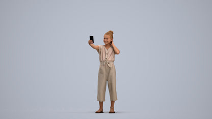 3D people model girl kids, scanned human for 3ds Max rendering, standing pose render