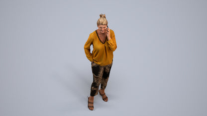 3D people model woman casual standing, scanned human for 3ds Max rendering, back view render