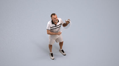 3D human model senior man sport, photogrammetry scanned person for archviz, back view render