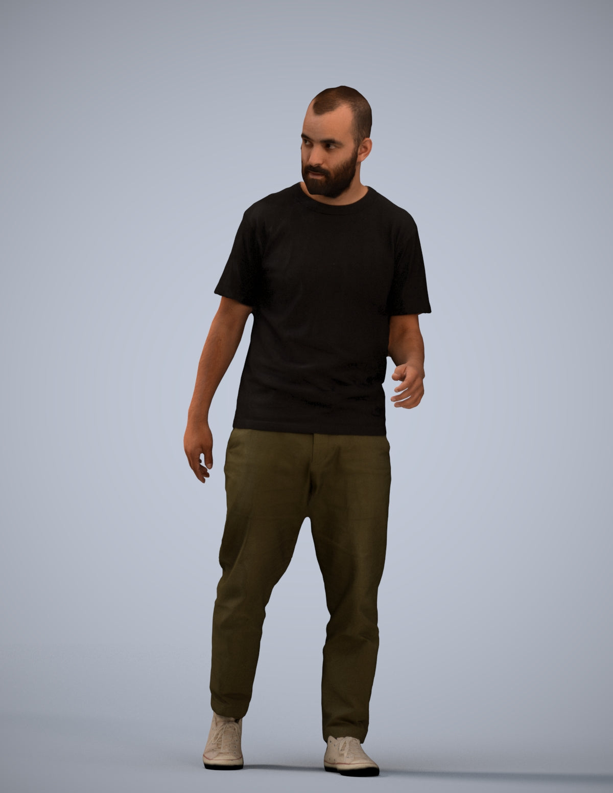 photogrammetry 3D man casual walking, realistic human model archviz FBX