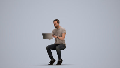 3D human model man casual business, photogrammetry scanned person for archviz, standing pose render