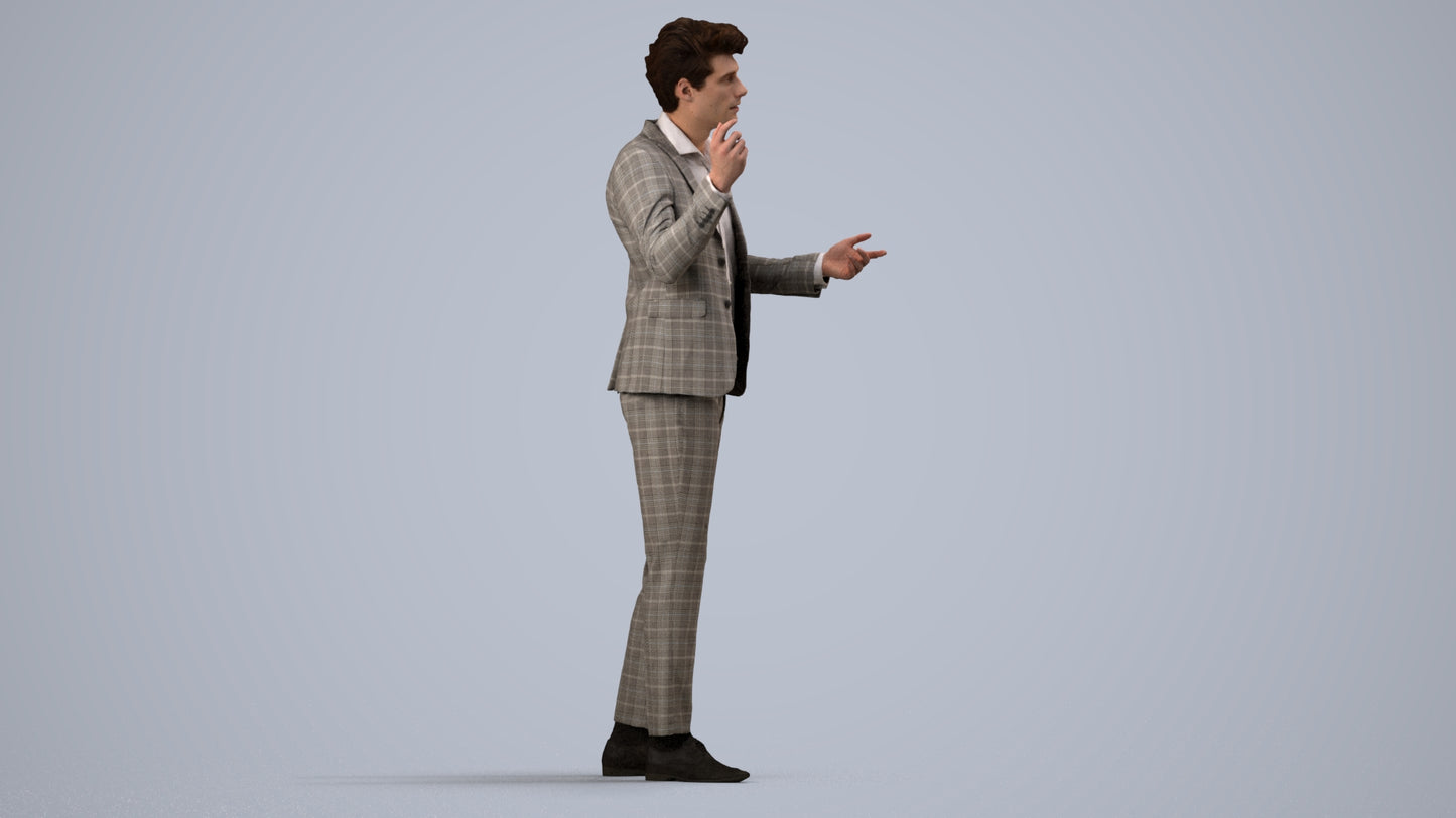 scanned 3D man business, photogrammetry people for Enscape and V-Ray, side view render